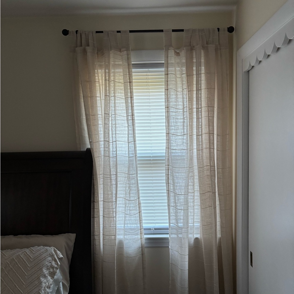 2 Sets of Elegant Cream Boho Sheer Curtains